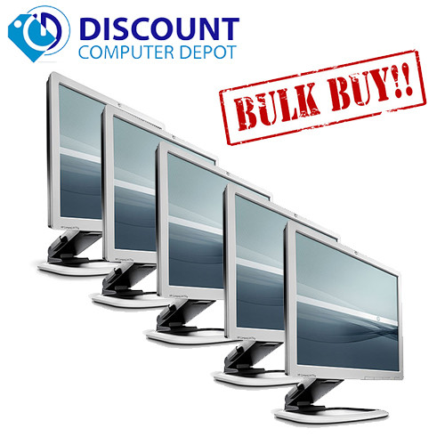 Cheap, used and refurbished (Lot of 5) HP 22" Flat Panel Screen LCD Monitor with VGA Cable (1 Year Warranty)